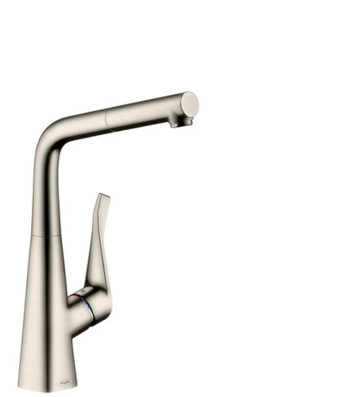 Hansgrohe-HG-Spueltischmischer-320-Metris-M71-Ausziehauslauf-1jet-sBox-edelstahl-optik-73812800 gallery number 1